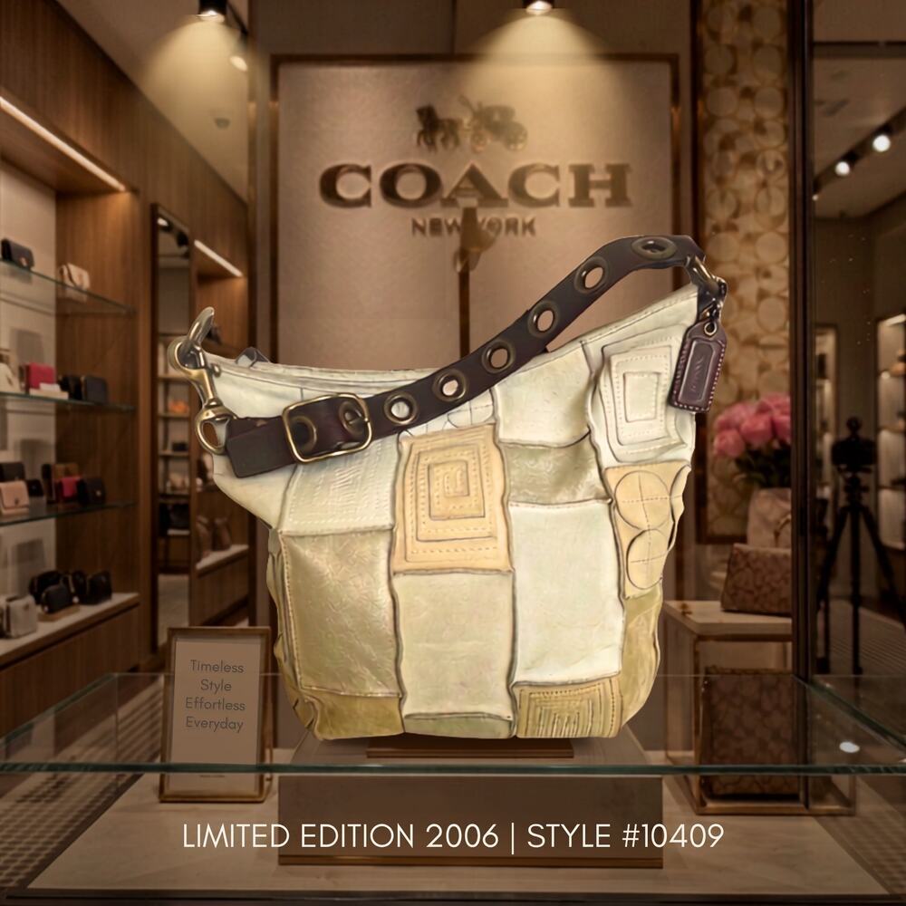 Rare Coach Mosaic Patchwork Large Duffle Hobo 10409 | Metallic Suede Limited Y2K